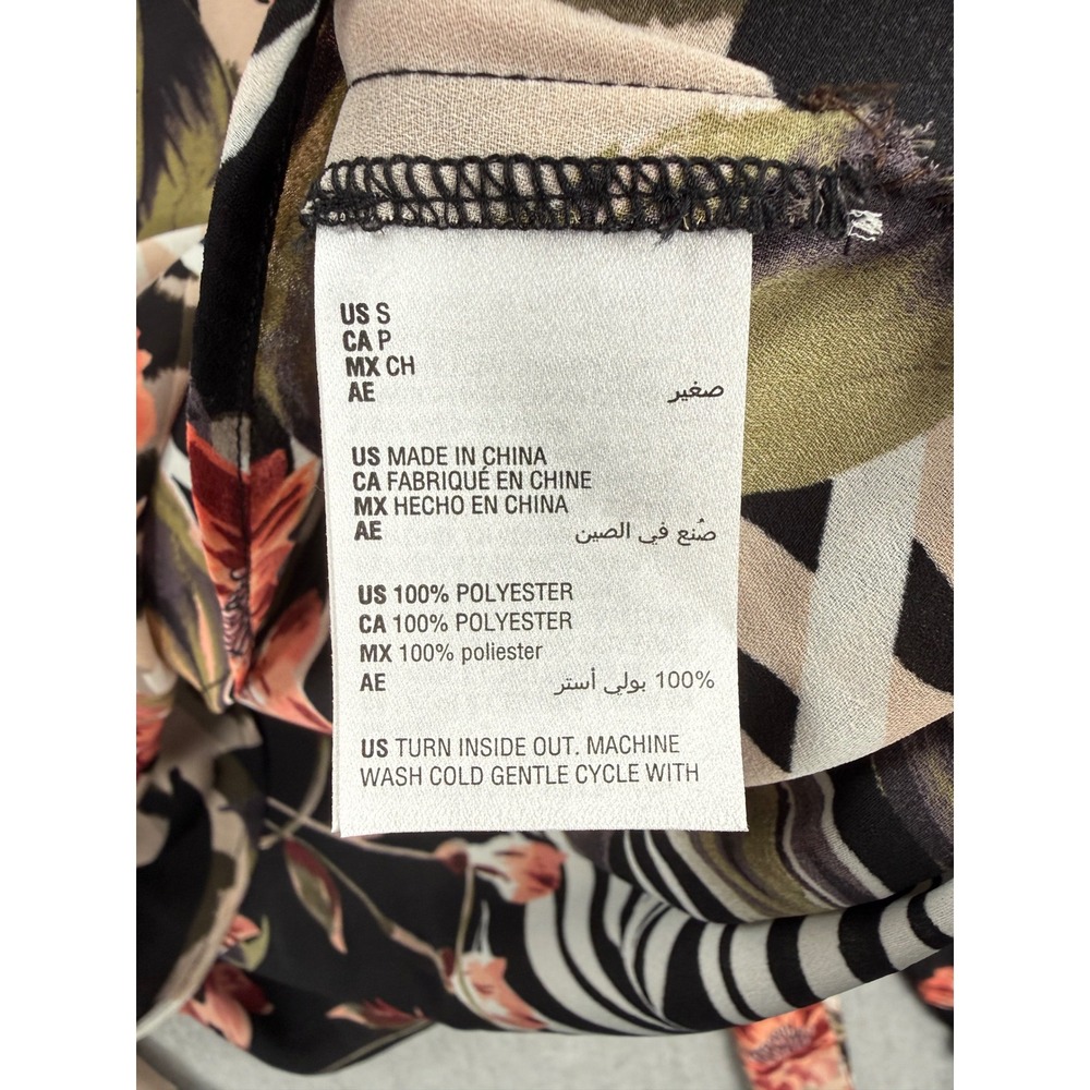 Bar III Womens Floral Animal Print Open Front Blouse Small Black Multi New - Picture 6 of 9